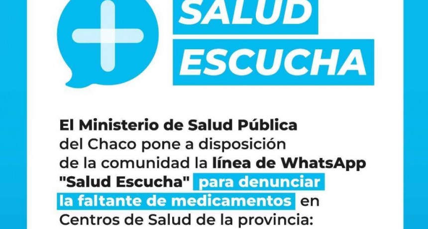 El Gobierno habilitó una línea de WhatsApp para garantizar el acceso a medicamentos en Centros de Salud