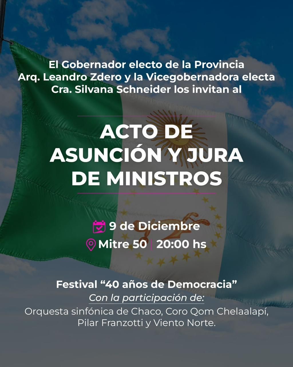 Zdero tomará juramento a los Ministros y Secretarios de su gabinete